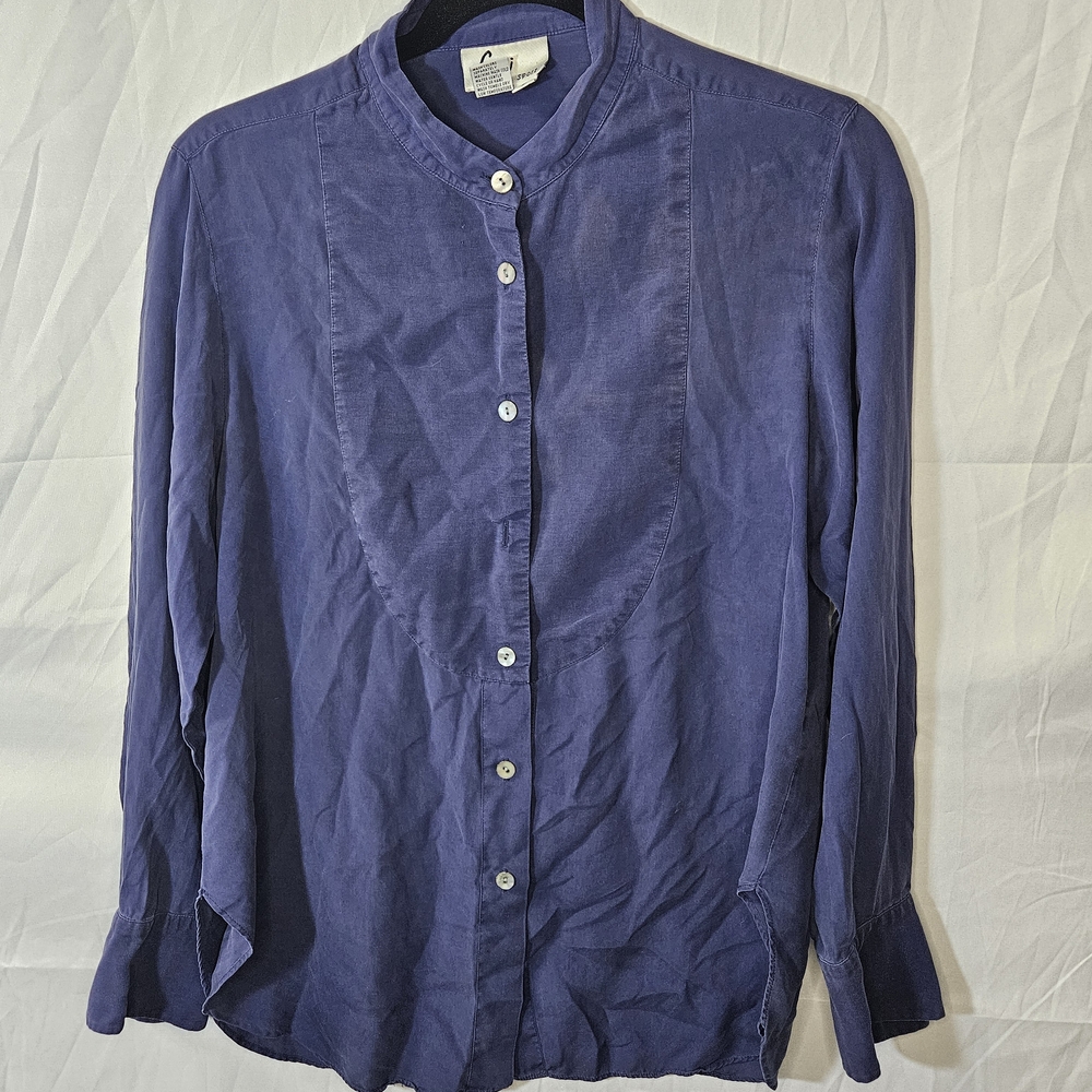 Women's Blue Button-Up Top